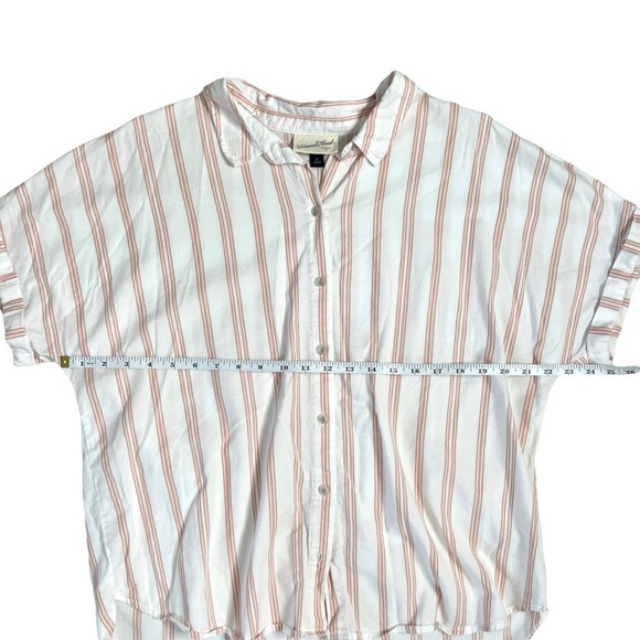Universal Thread White and Pink Striped Doleman Sleeve Button Up Top Size XL - Picture 12 of 14